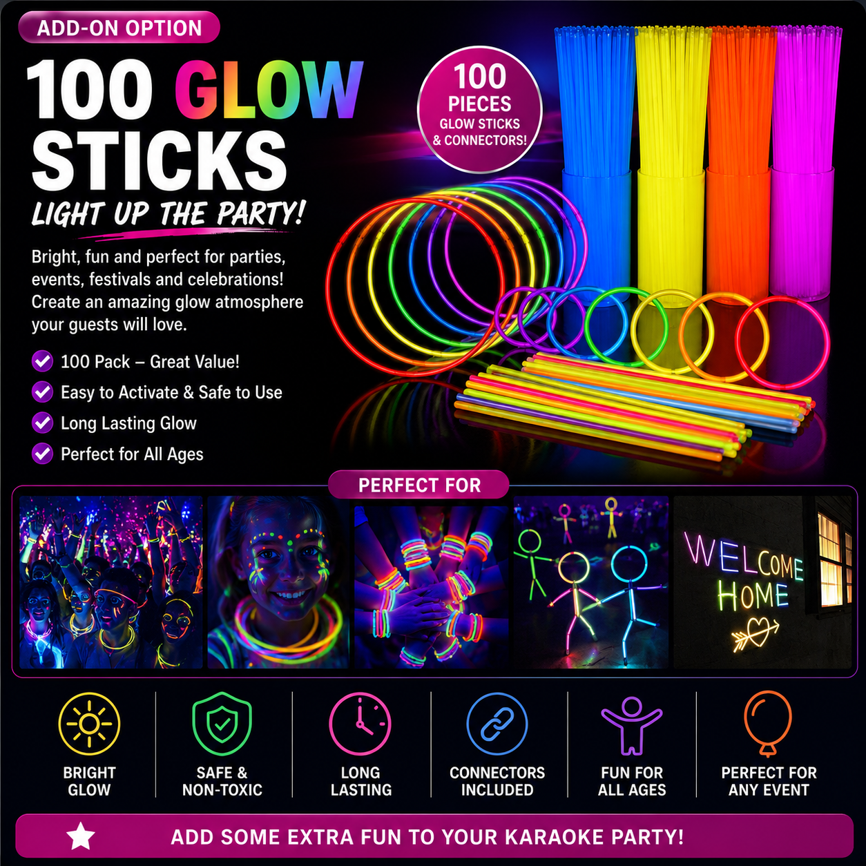 100 Glow Sticks