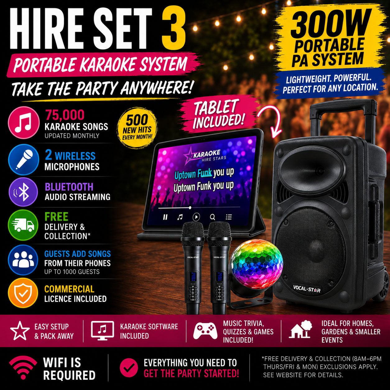 Portable Karaoke Party System - Hire Set 3